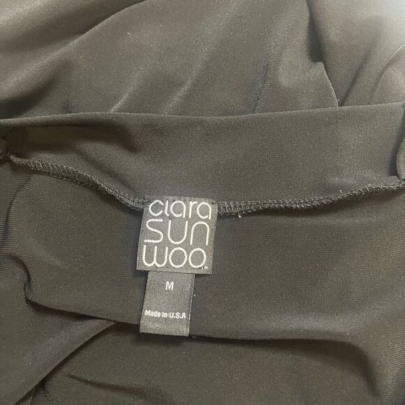 Clara Sun Woo Cold Shoulder Black Lagenlook Top Tunic Blouse Size Medium - Picture 6 of 6
